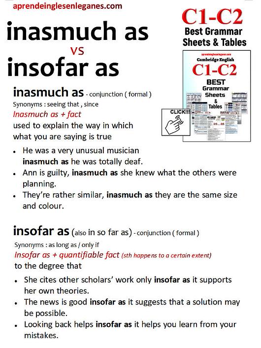 Inasmuch as vs Insofar as 